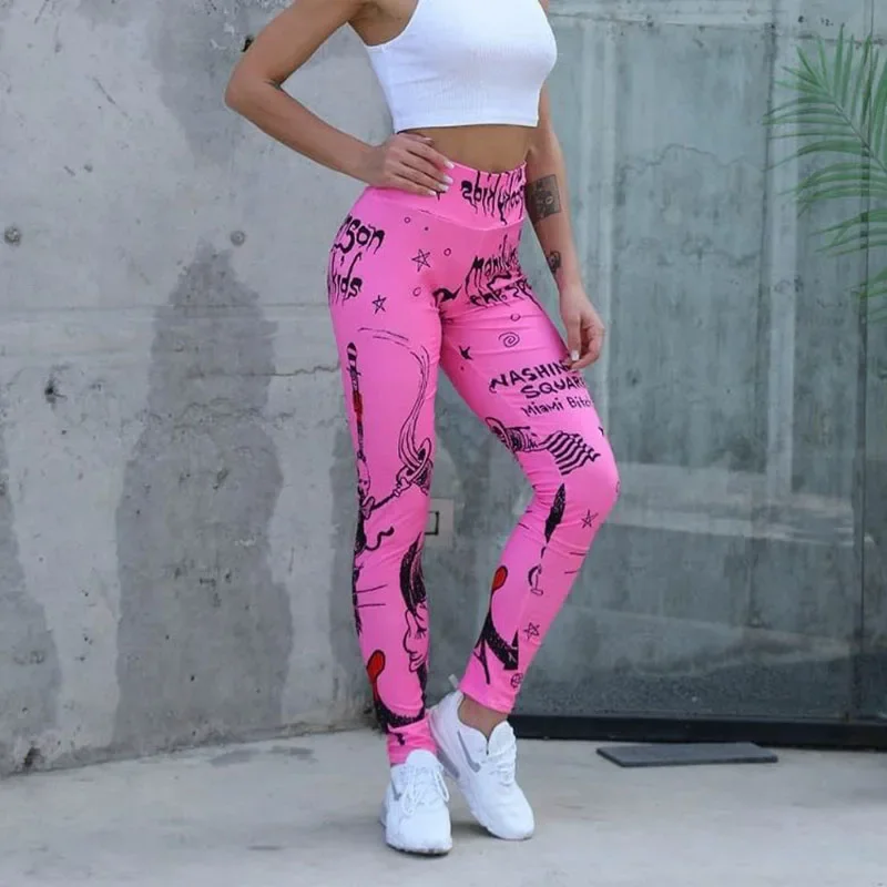101016002 New eBay Digital Print Hip Lift Elastic High Waist Leggings Sports Yoga Pants