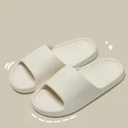 Men's Comfortable Non-Slip EVA Flip Flops - Solid Color Sandals for Outdoor and Shower Use (Beige)
