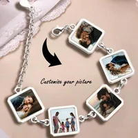 Bracelets personnalisés avec 5 photos, bijoux avec pendentif photo personnalisé, bracelet avec pendentif logo, cadeau commémoratif significatif 2