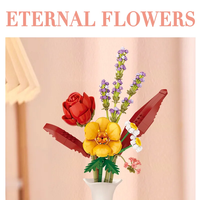 LOZ-4601 Rose Sunflower Eternal flower plant series building block