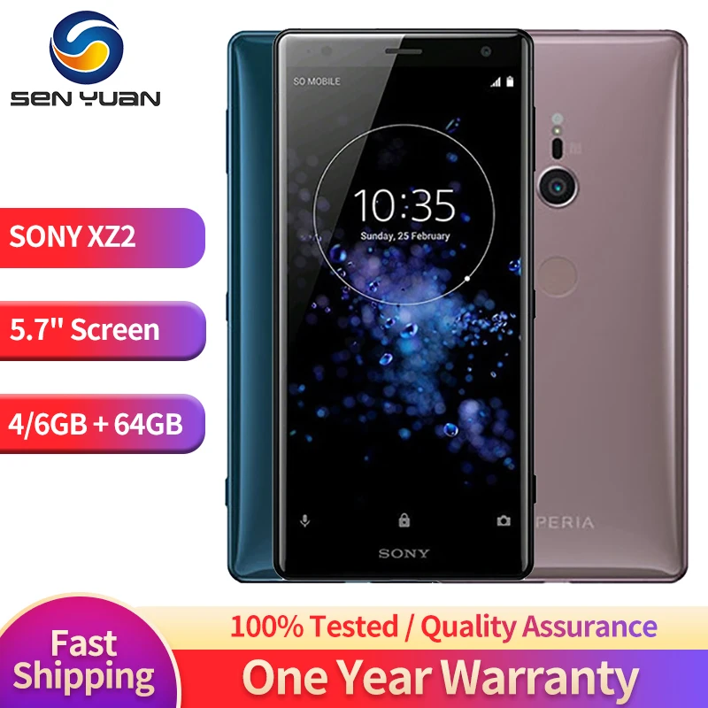 

Original Sony Xperia XZ2 Unlocked RAM 4GB ROM 64GB H8216 H8266 JV 702SO 19MP LTE 5.7" Android Octa Core Fingerprint cell phone