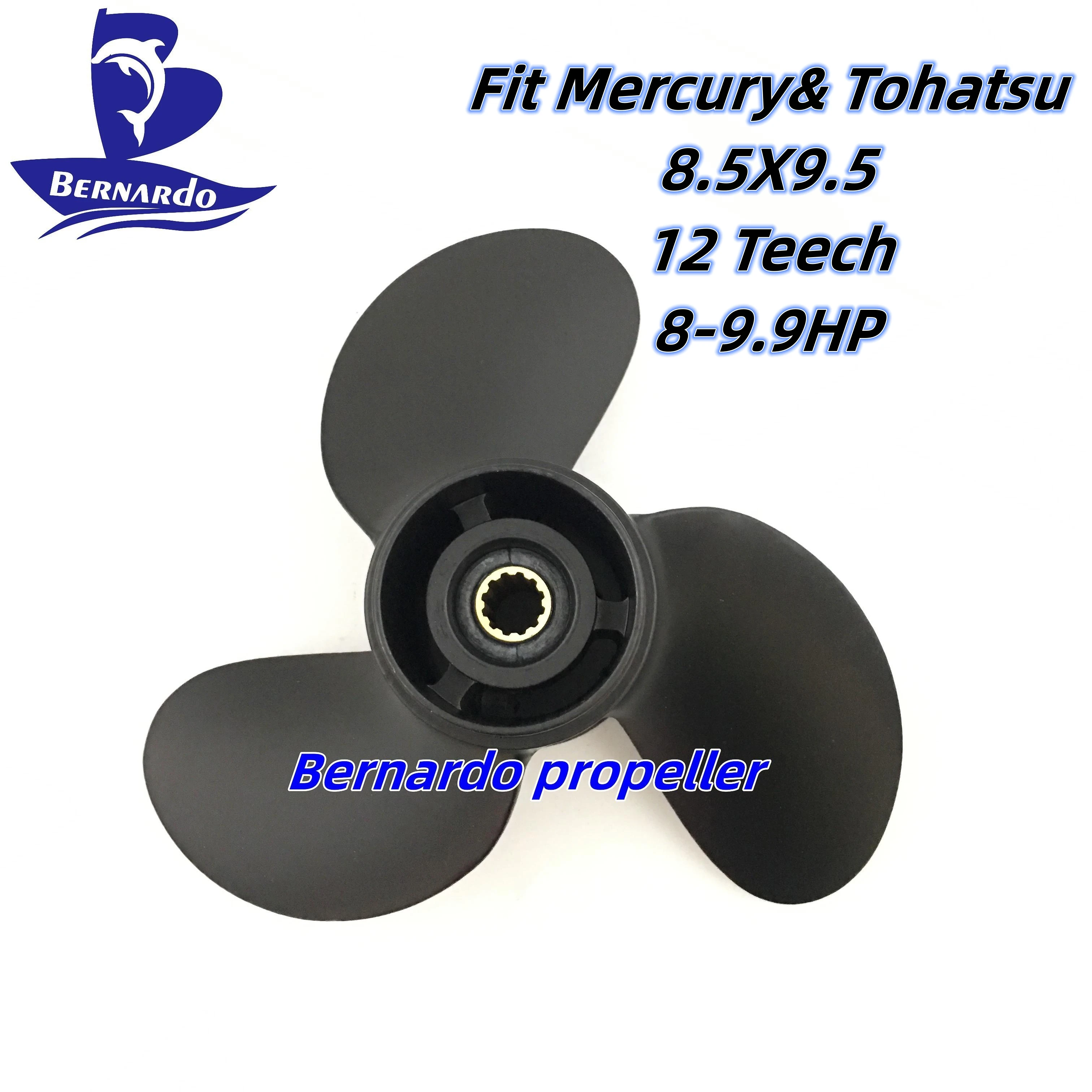 Bernardo Boat Propeller 8.5X9.5 For Mercury Tohatsu 8 9.9HP Outboard Engines Motor Aluminum Alloy Screw 3 Blade 12 Tooth Spline bernardo boat propeller 8 5x9 for mercury tohatsu 8 9 9 hp outboard engines motor aluminum alloy screw 3 blade 12 tooth spline