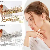 New Gold Color Butterfly Love Hoop Earrings Set New Creative Simple Heart Hollow Dangle Earring for Women Fashion Trendy Jewelry 3