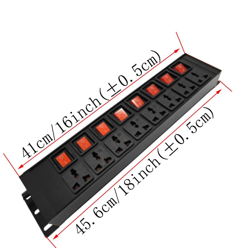 8 каналов, 10 А, универсальная розетка PDU 4000 Вт, удлинитель высокой мощности для сетевого шкафа, переключатель из алюминиевого сплава, удлинитель 2 м
