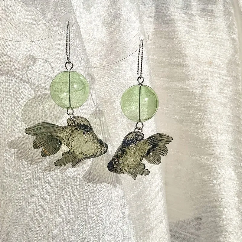 Transparent Goldfish Pendant Earrings Image 5