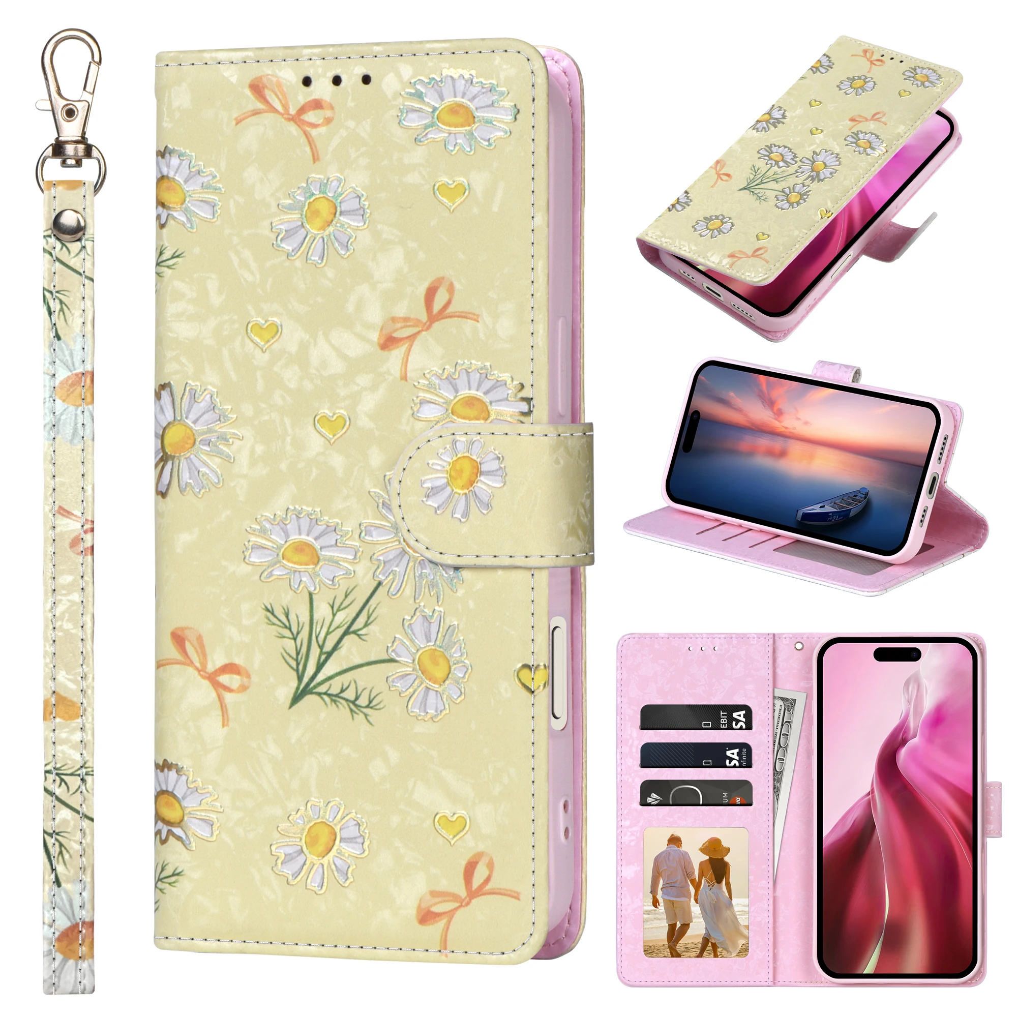 Floral Leather Wallet Phone Case