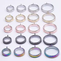 1Pc 25-40mm Round Glass Floating Living Picture Locket Pendant Crystal Memory Relicario Coin Holder Colgantes Jewelry Finding 1