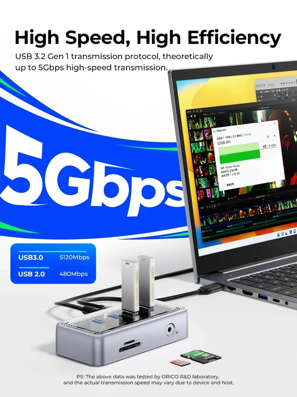 ORICO Metallic USB3.1 Hub 5Gbps High Speed Transmission 8 Ports Simultaneous Expansion Ports For All Macbook Mac Mini 2