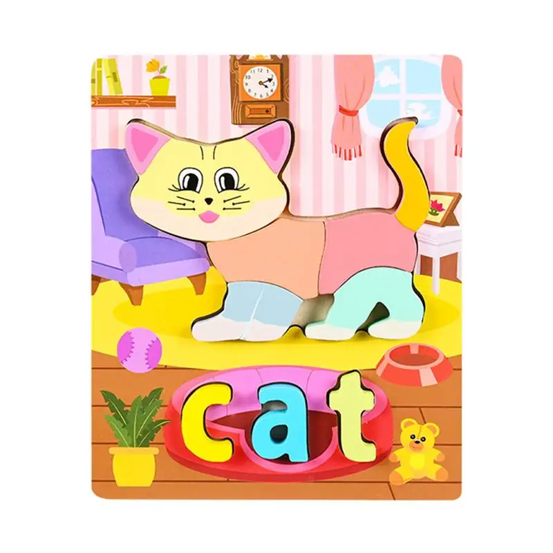 

Пазлы с животными, 3D Деревянные Детские пазлы, креативные детские игрушки, милая игрушка Монтессори, искусственная игрушка для мальчиков и девочек 3 лет