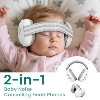 Protezione per le orecchie del bambino Cuffie con cancellazione del rumore per neonati, Protezione per le orecchie del bambino 2 in 1, Elementi essenziali per i viaggi del bambino per esterni
