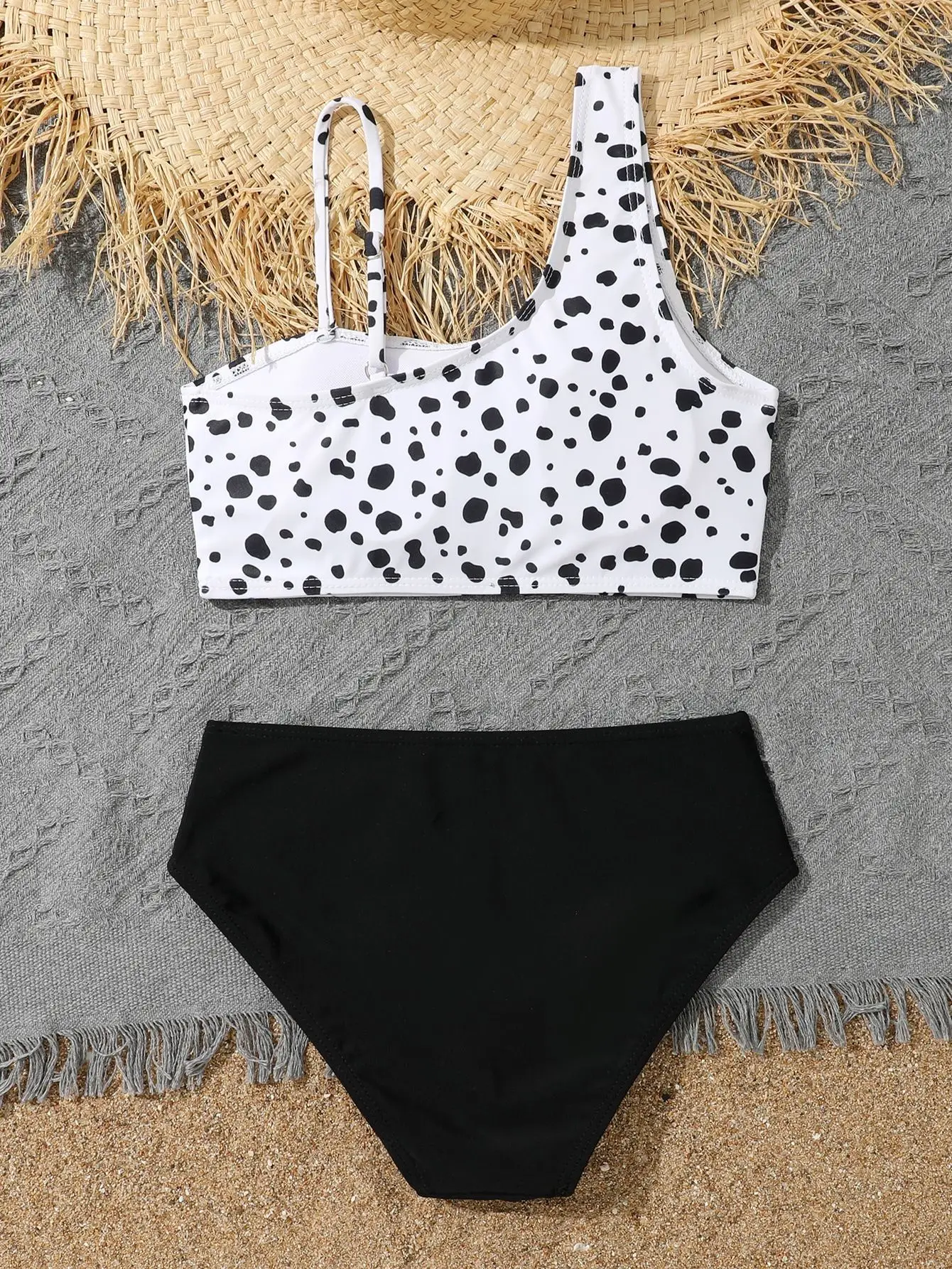Leopard Bikinis Girls Swimsuit One Shoulder Kids Swimwear Female Children's Bathers Bathing Swimming Swim Suit Beachwear