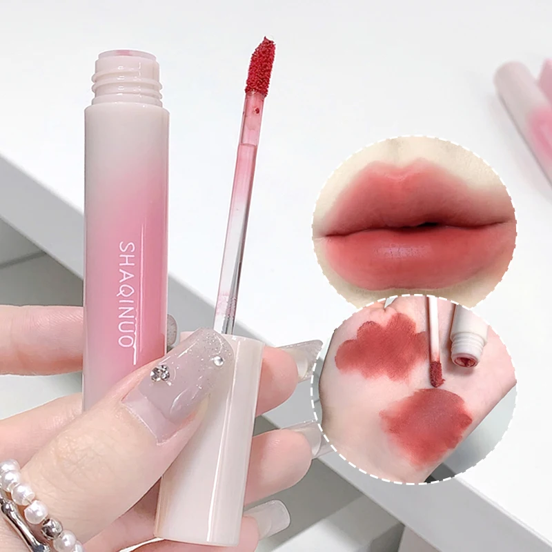 핑크 실키 부드러운 미스트 립 머드 미스트 페이스 매트 벨벳, 컵 립 글레이즈 미백 플레인 립스틱 