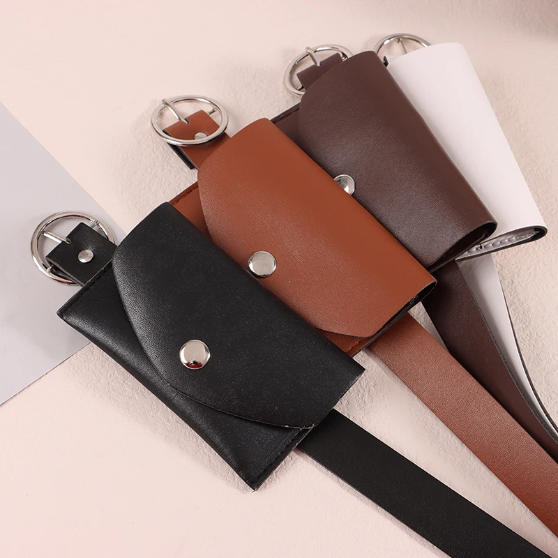 Waist Bag Adjustable PU Waist Pack Metal Buckle Wallet Phone Pouch Ladies Decorative Belts 100CM