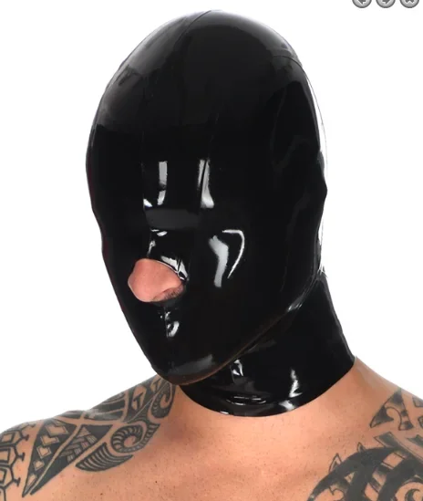 

100% latex Rubber Gummi Black mask, perforated nose, handsome, party, comfortable, hand tailored, role play xs-xxl 0.4 mm