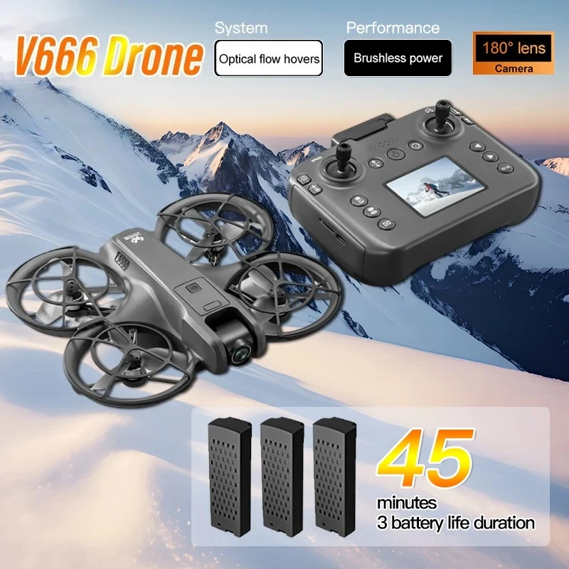 Original V666 Mini Drone 4K Professional Aerial 8k Dual Camera Intelligent obstacle avoidance Brushless Quadcopter Kid RC Toy