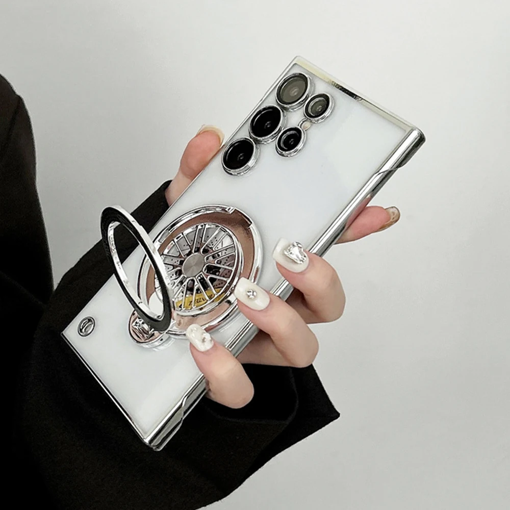 Ultra Thin Frameless Magnetic Stand Phone Case with Luxury Plating and Clear Protective Cover