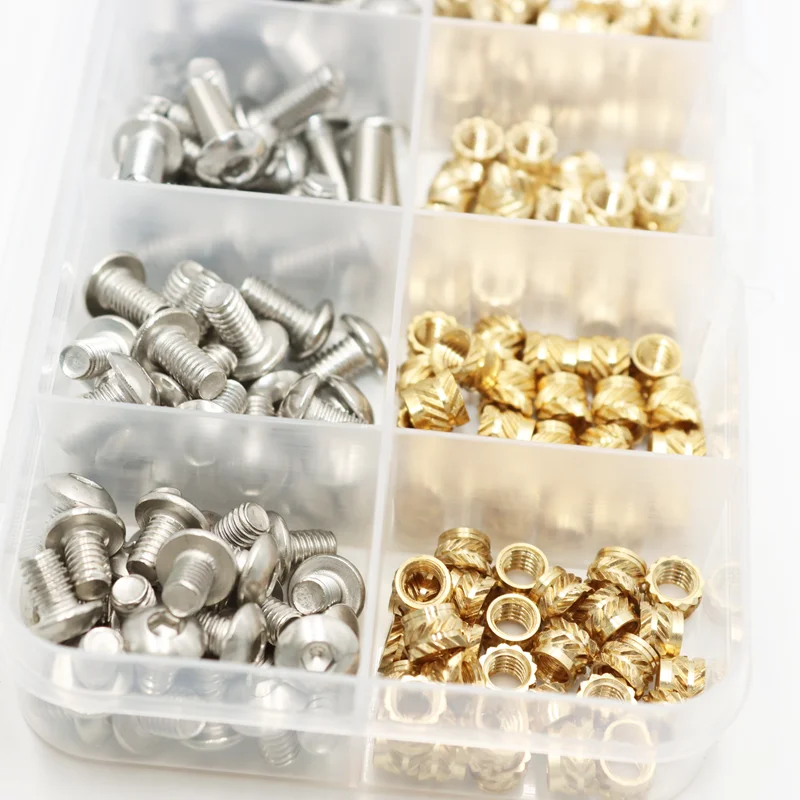 Screw Bolt Nut Set with Brass Heat Set Insert and Stainless Steel Hex Socket Screw