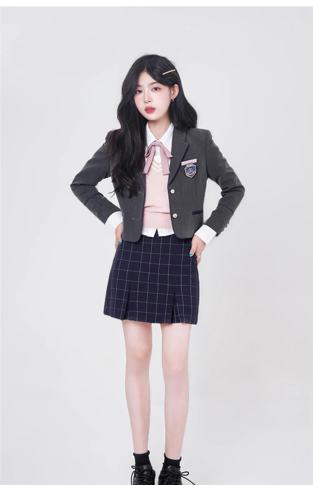 Gangnam College Style Pink Suit Korean JK Uniform Blazer Suit Girls Sheath Dress Women\'s Spring Autumn Blazer Hip Skirt Sets