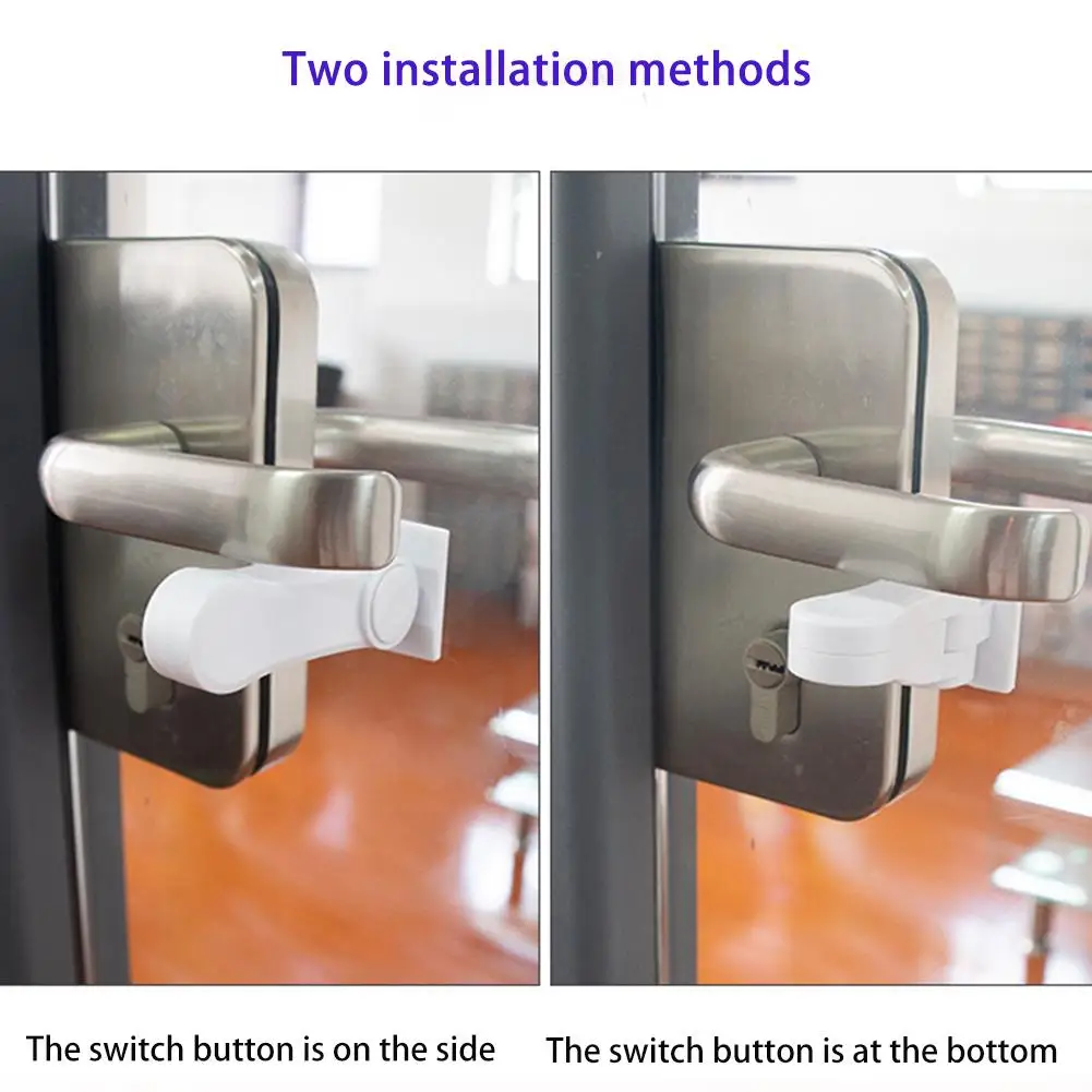 Child Safe Door Lock 180 Degree Rotating Door Lever Lock Self Adhesive Window Handle for Window Cabinet