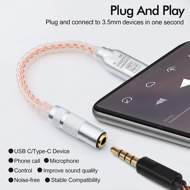 Type C to 3.5mm Headphone Amplifier CX31993 MAX97220 Dual Chip Audio Decoder IEM AMP Smartphone Adapter For iPhone15 Samsung