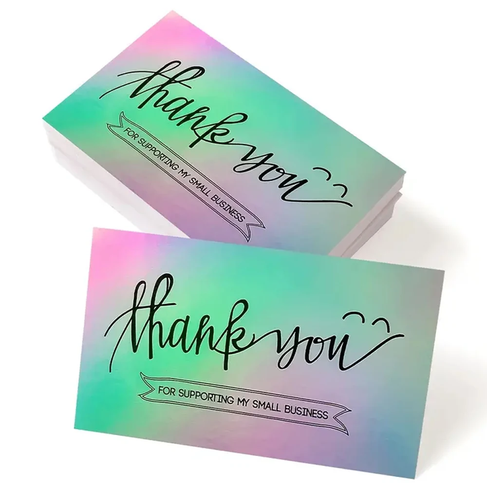 50pcs/set Laser Thank You Card for Small Business Supplies,Thank You Order Card,Thank Cards for Wedding Baby Shower Bridal
