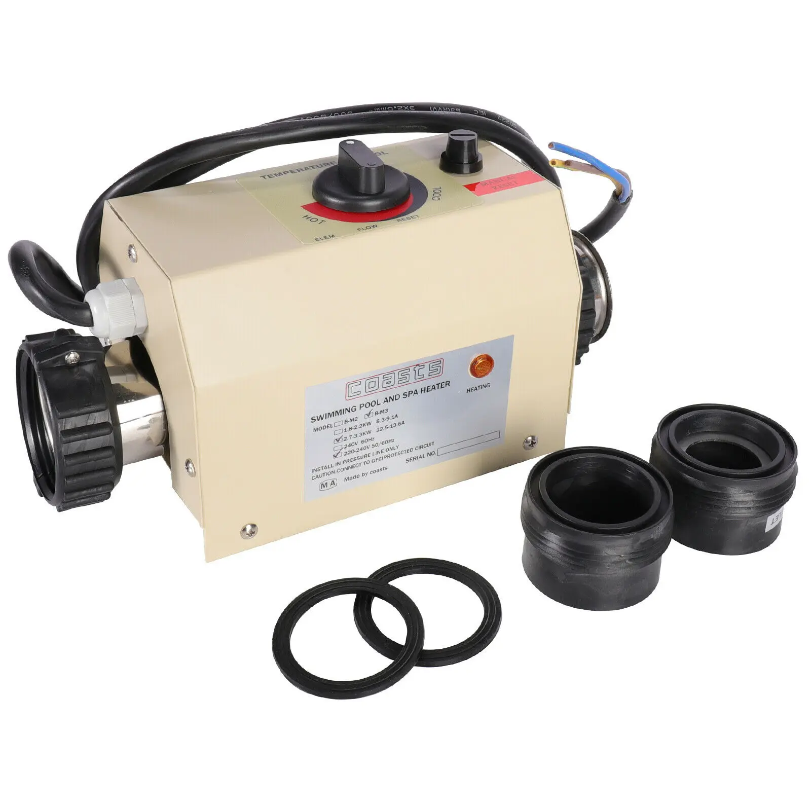 3KW 220V Pool Heater Electric Swimming Pool and SPA Bath Heating Tub Water Heater Thermostat Swimming Pool Accessories 3