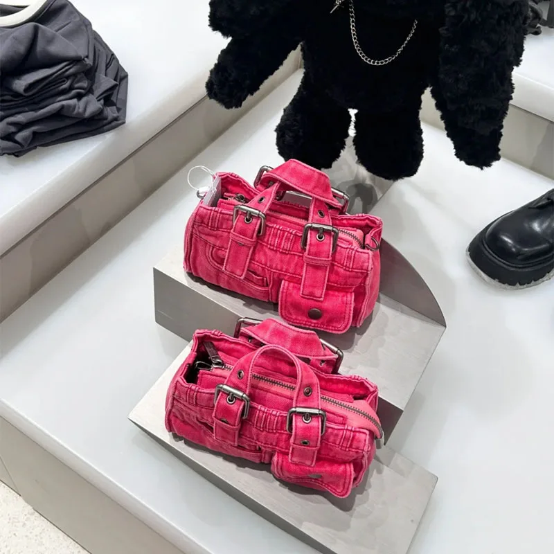 Designer Fashion Jeans Handbag 2024 Fashion Pocket Crossbody Bag Casual Women Washed Retro Fashion Tote Bag Handbag Fashion Bag