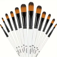 12pcs Filbert Artist Brushes with Nylon Tips - Wood Handle Professional Paintbrush Set for Acrylic, Watercolor, Gouache Painting 1