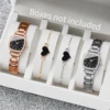 4PCS/Set Fashion Square Women's Quartz Watch Steel Band Watches Heart Bracelets Set（Without Box） 1