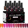 MEET ACROSS 8Pcs/Set Red Pink Gel Nail Polish Spring Colorful Laser Nail Art Gel Varnish Nail Supplies Manicure For Nails 2