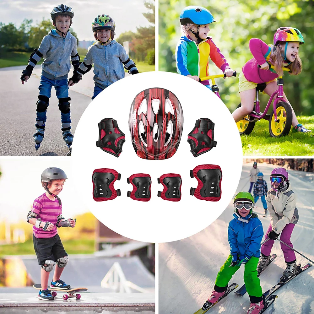 Kids Adjustable Helmet Protective Gear Set Sports Knee Elbow Wrist Pads for Children Boys Girls Bike Skateboard Scooter Roller