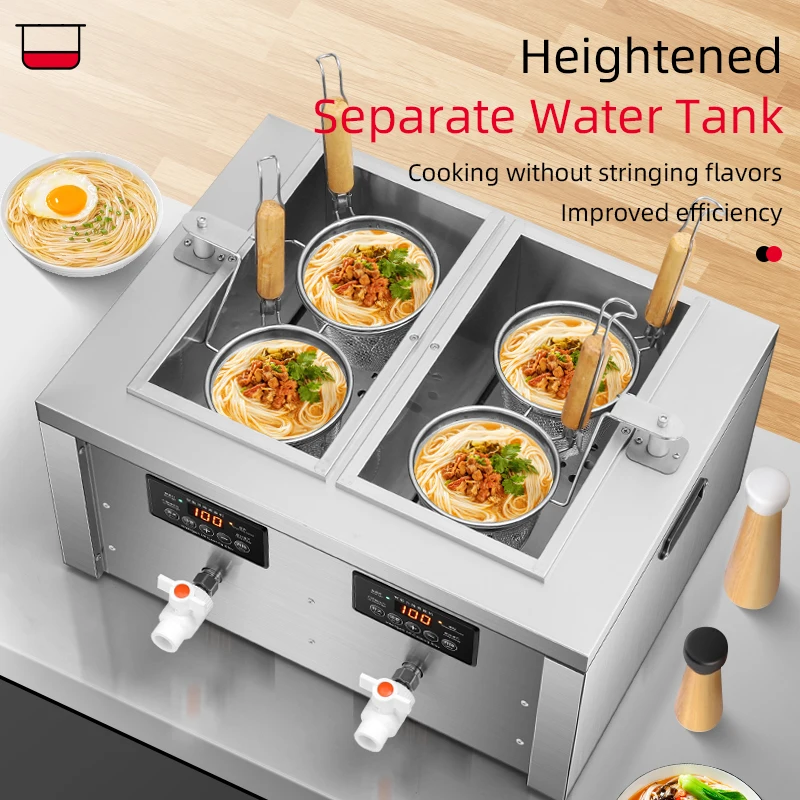 Commerical Boiler Stove Electric Automatic Lifting 2/4/6 Head Pasta Cooker Noodle Cooking Machine