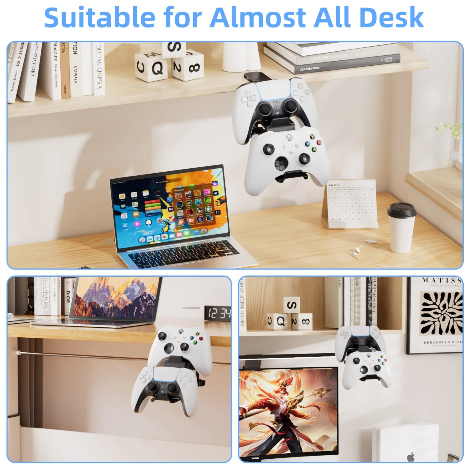 Adjustable Game Controller Holder By The Table Double-layer Storage Rack/Mobile Game Accessory Stand Gaming Controller Bracket