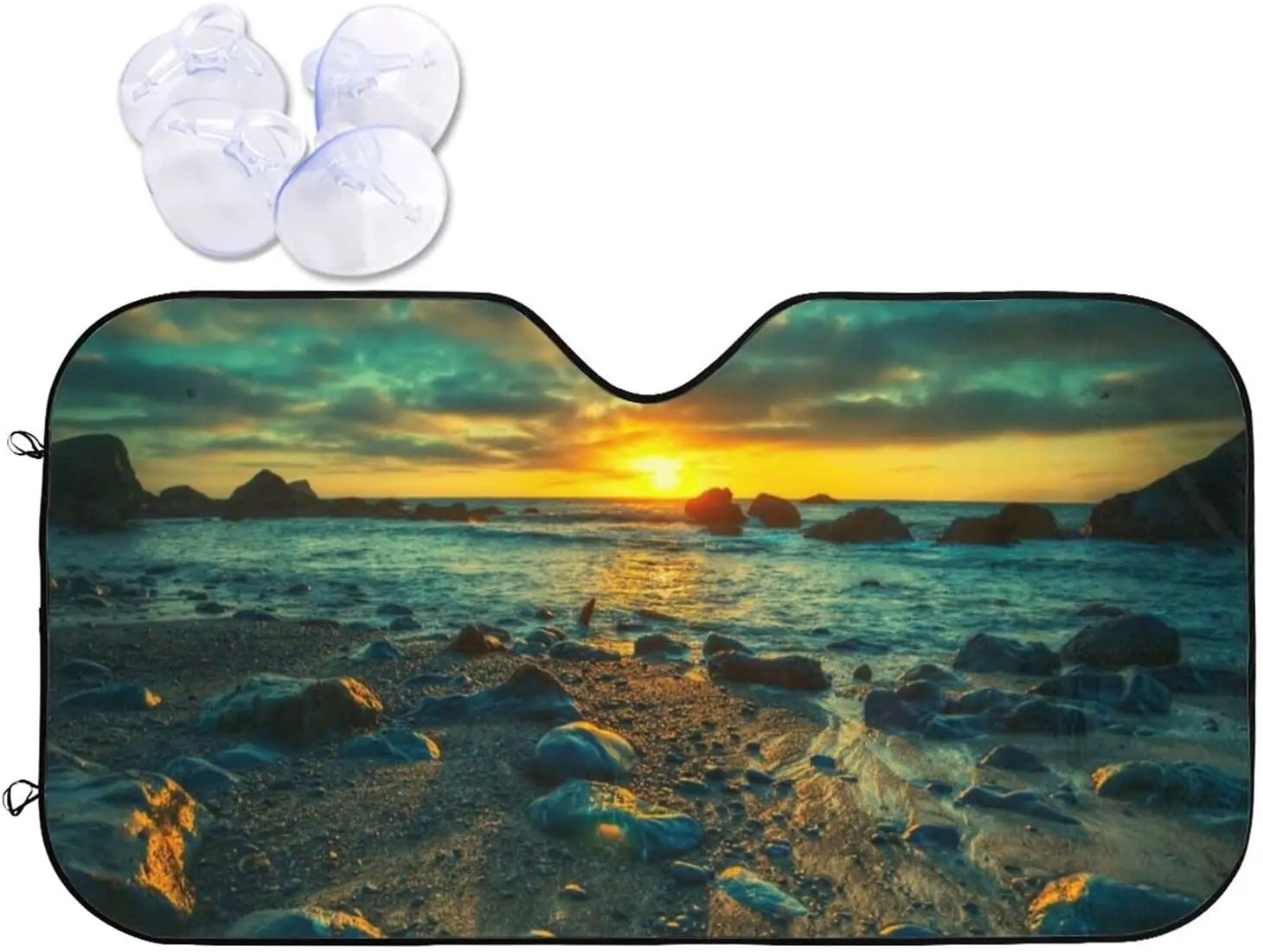 

Beach Under Setting Windshield Sun Shade Protector Car Sunshade Blocks UV Rays Sun Visor (55" x 29.9")