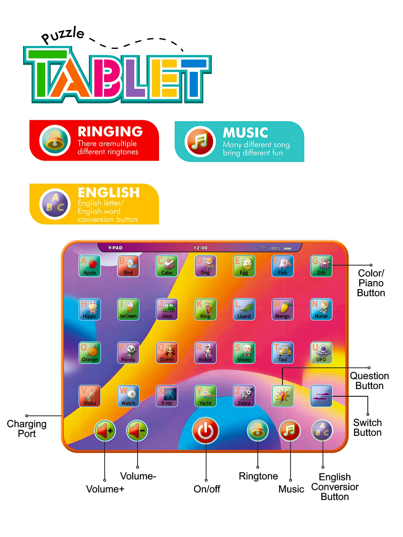 Interactive Alphabet Learning Tablet For Kids Educational Toy_voghion.com