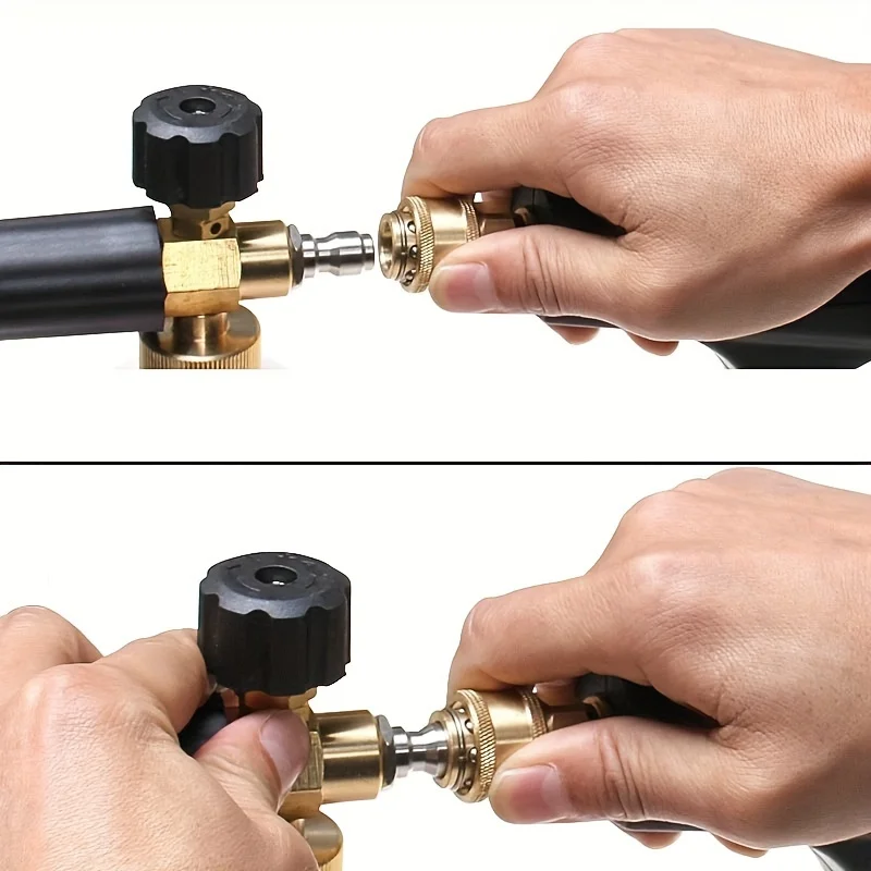 고압 세척기용 알루미늄 폼 캐논, 1/4인치 퀵 커넥트 1L 대형 입구 포트(중력 볼 포함), 각도 조절 가능