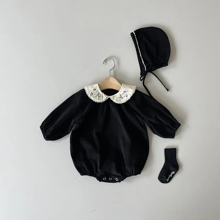 Baby Bodysuit 1487B Newborn Clothes Baby Girl Corduroy Bodysuit Spring Embroidery Collar Toddler Climbing Suit Boy One Piece Clothes