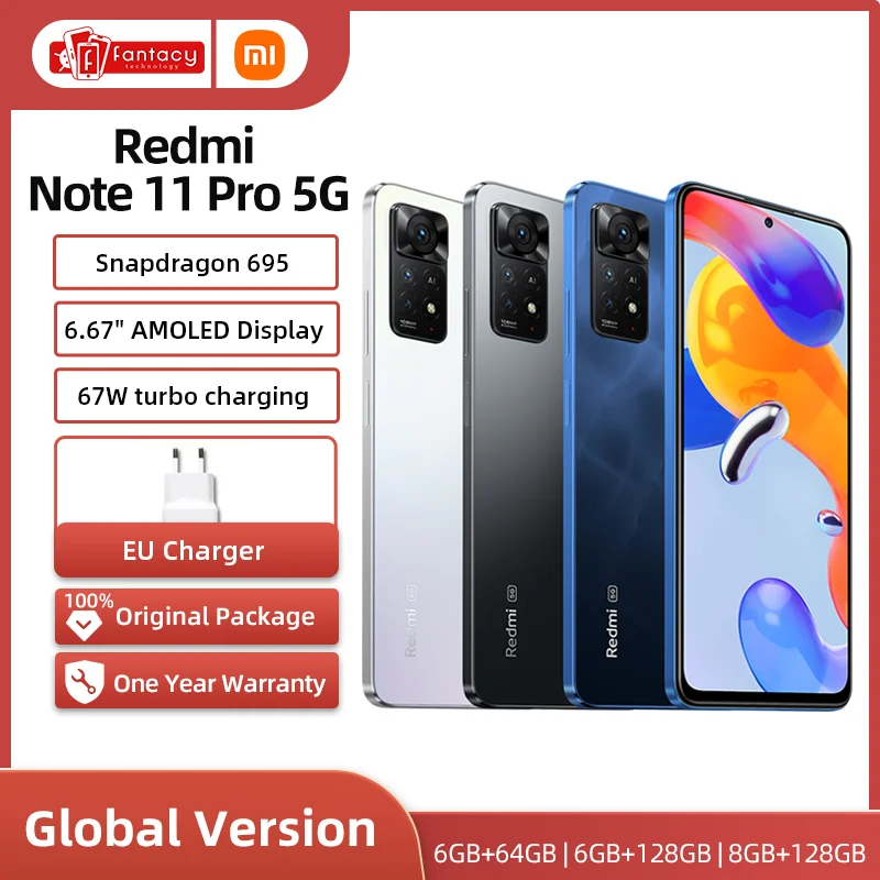  Смартфон Xiaomi Redmi Note 11 Pro, Snapdragon 695, 5000 МП, мАч 