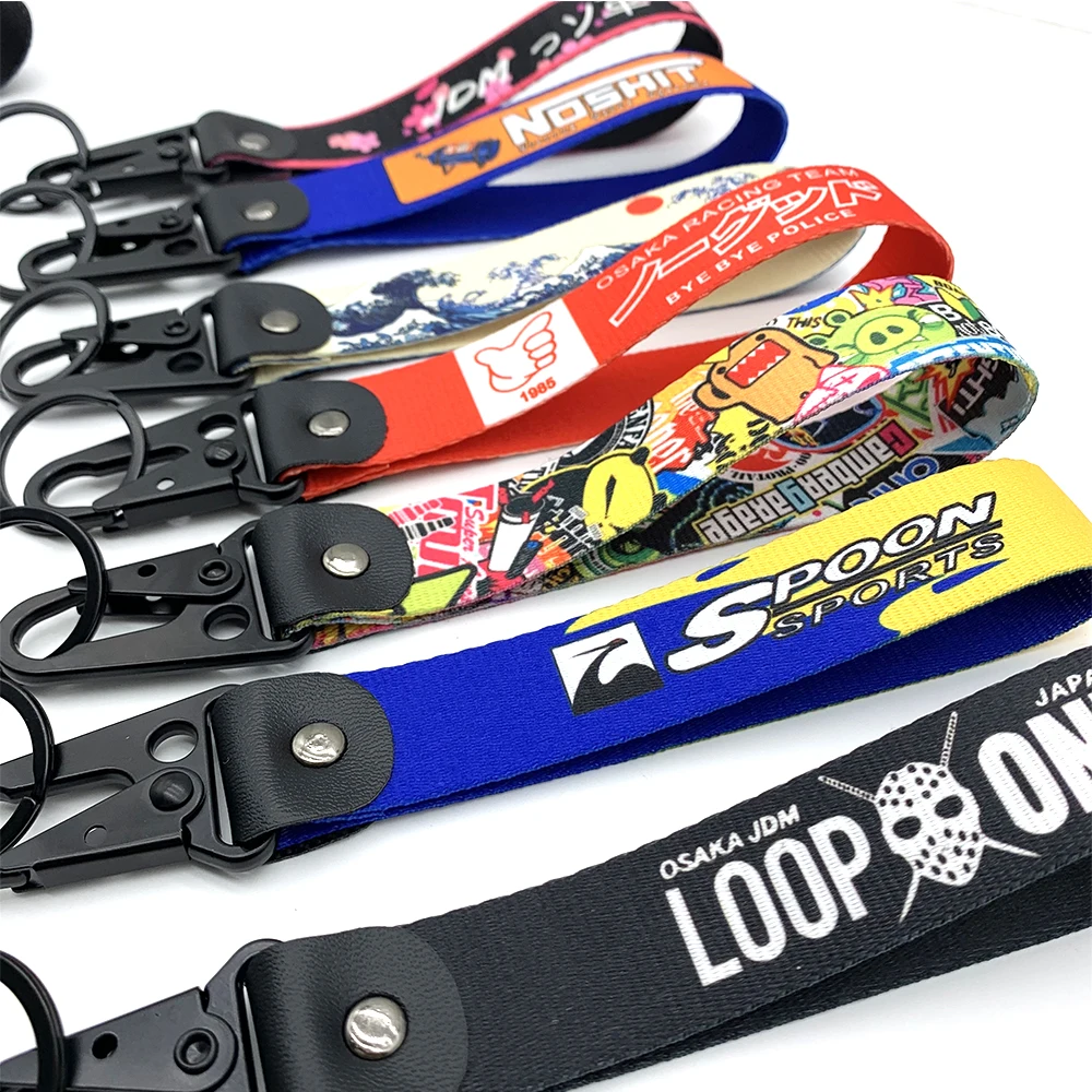 JDM Key Tag Racing Car Motorcycle Keychain Ring Car Lanyard Key Strap Car Accessories For Toyota Honda Mitsubishi Keychain
