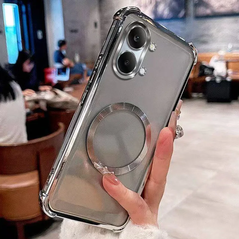 Clear Shockproof Magnetic Case with Wireless Charging Soft Cover