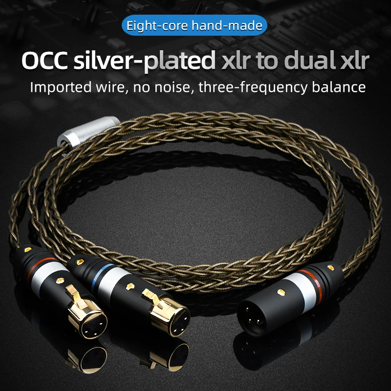 

ATAUDIO HiFi XLR to 2XLR Cable for Microphone Amplifier High Quality OCC Silver Plated XLR Jack to 2XLR Splitter Y Audio Cable