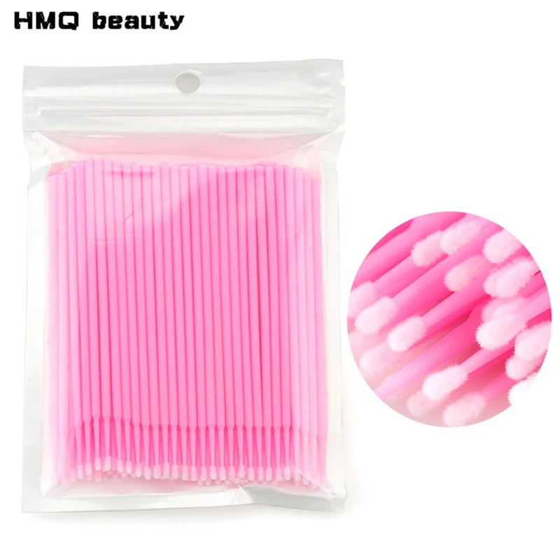 50/100PCS Disposable Eyelash Cleaning Brush Lip Brushes Micro Cotton Swab Eyelash Extension Individual Lash Removing Makeup Tool