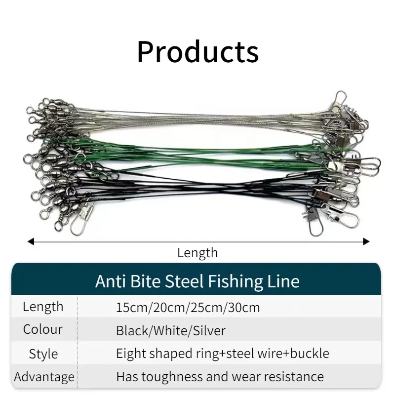 Lure Front Wire Anti Bite Fishing Line Steel Leader With Swivel Accessory  Lead Core Offshore Angling Sea Snap Fishhook Tool - AliExpress