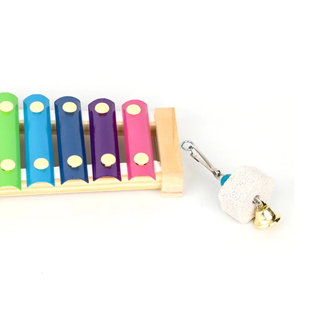 Bird Chicken Xylophone Toy Wooden Suspensible Bird Cage Accessories Musical Toy with 8 Keys for Chicken Bird Parrot Macaw Hens 4