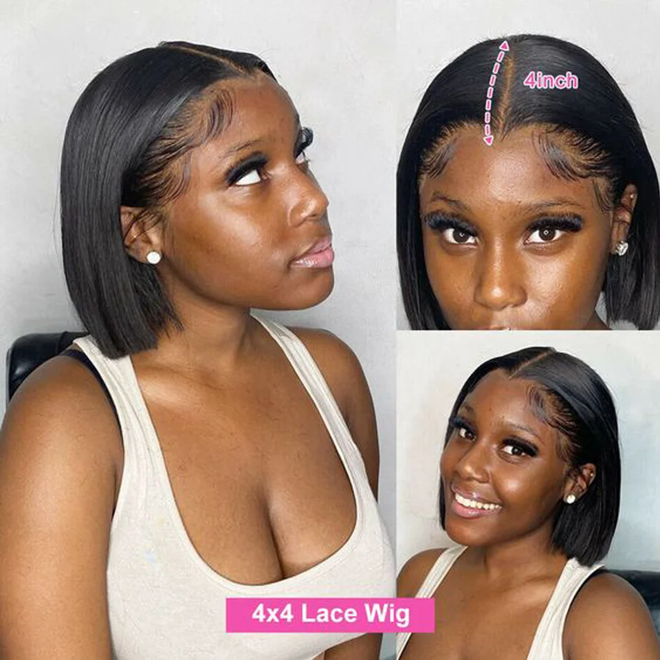 Bone Straight Bob Wig Lace Frontal Human Hair Wigs For Women Short Bob Wig 13x4 HD Lace Frontal Glueless Human Hair 180% human hair wig