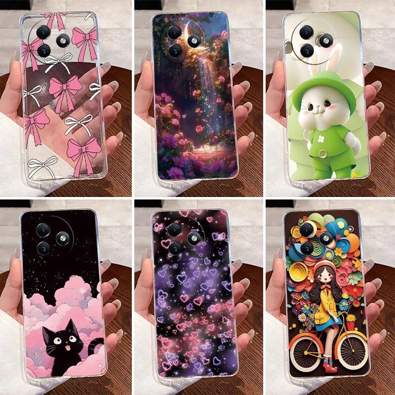 Clear Case with Cute Love Rabbit Cartoon - Luxury Soft Silicone TPU Cover