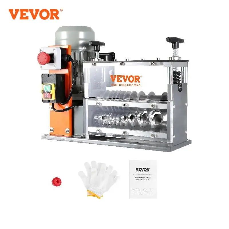 VEVOR Electric Wire Stripping Machine Cable Stripper Peeler 750W 1.5-32mm 10 Channels Acrylic + Aluminum Scrap Copper Recycling cable organiser acrylic cable clips cable management wire winder holder reusable adhesive cable organizer tv pc wire holder