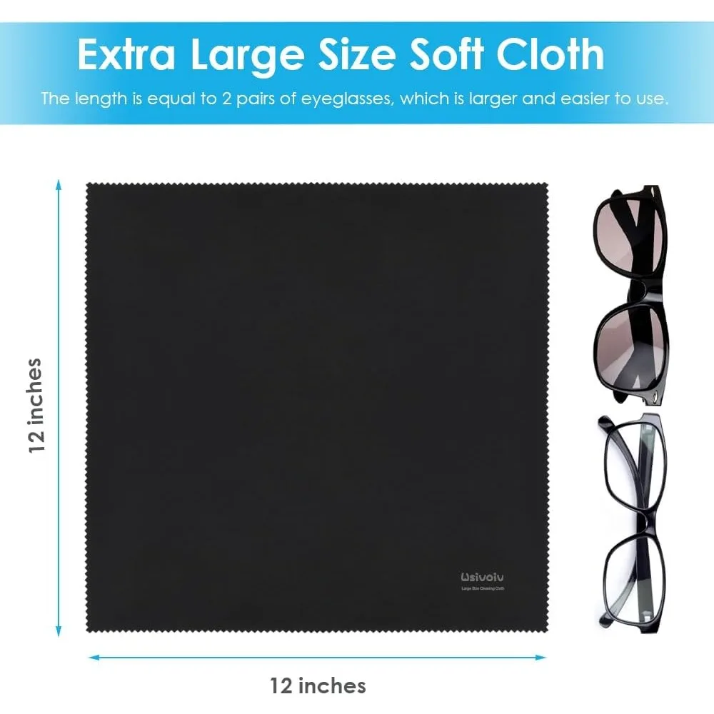 "6 Pack Large 12x12 Inch Individually Wrapped Premium Microfiber Eyeglass Cleaning Cloths"