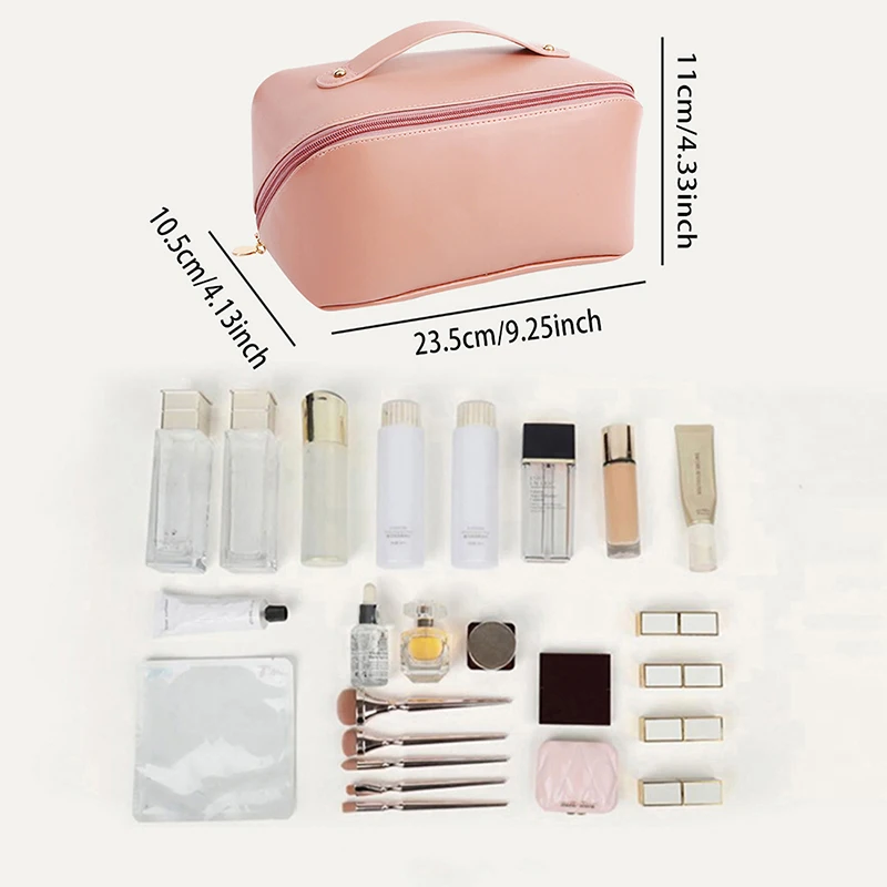 Large-Capacity Travel Cosmetic Bag Portable Leather Makeup Pouch Women Waterproof Bathroom Washbag Multifunction Toiletry Kit