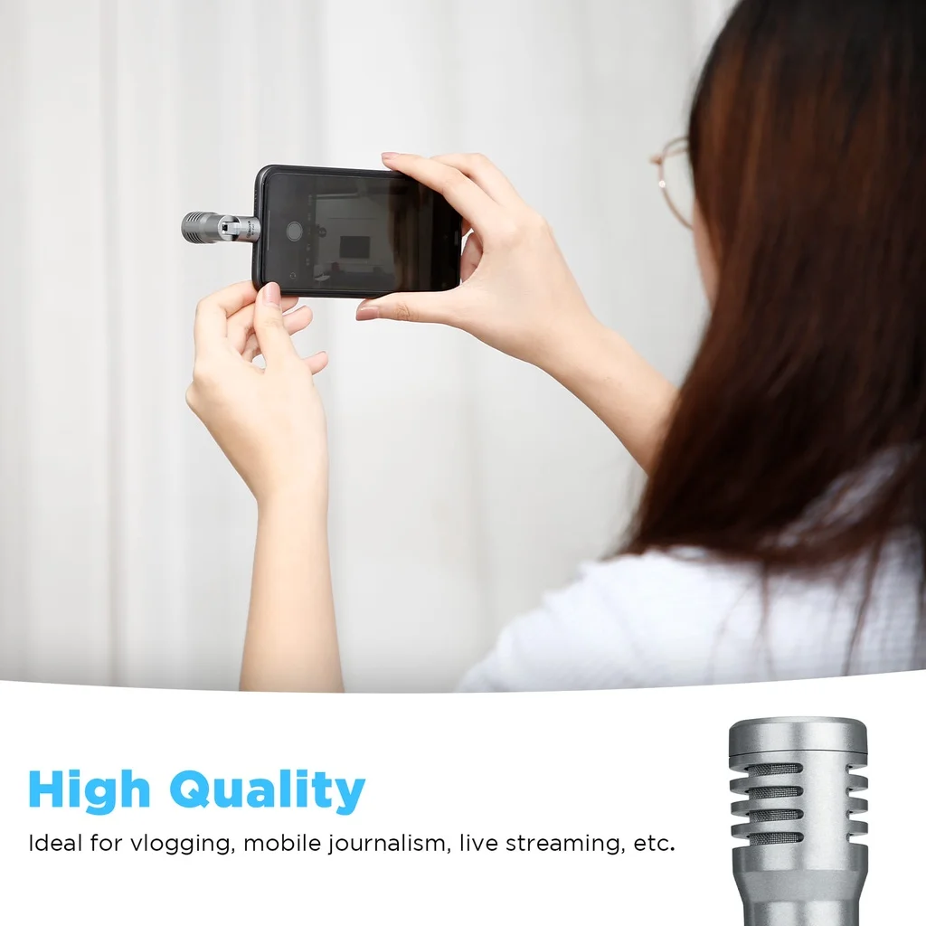 BOYA BY-P4D Mini Plug and Play Portable Condenser Microphone for iphone 13 14 ipad iOS Devices Youtube Live Video Recording Vlog